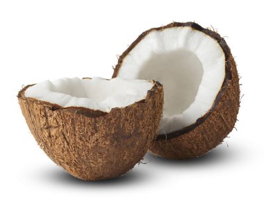 Beyaz arka plan üzerinde izole taze olgunlaşmış hindistancevizi