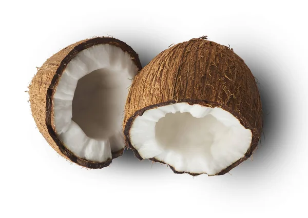 Coco fresco maduro isolado sobre fundo branco — Fotografia de Stock