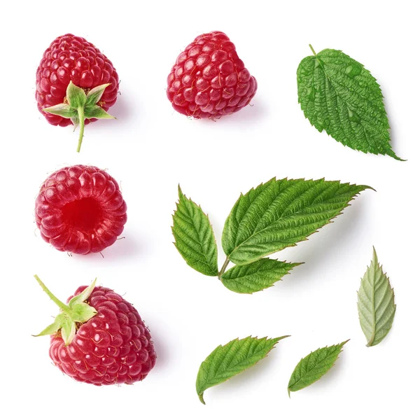 Set with different raspberries isolated on white bacgkround — Stock Photo, Image