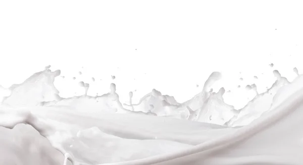 Milch Oder Joghurt Spritzt Isoliert Auf Weißem Hintergrund — Stockfoto