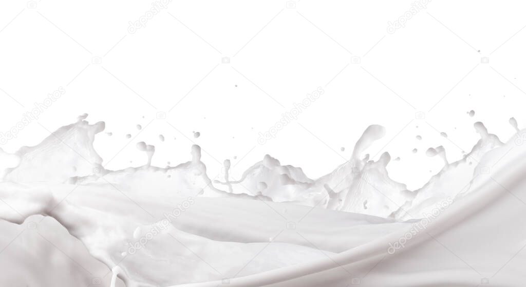 Milk or yougurt splashes isolated on white background