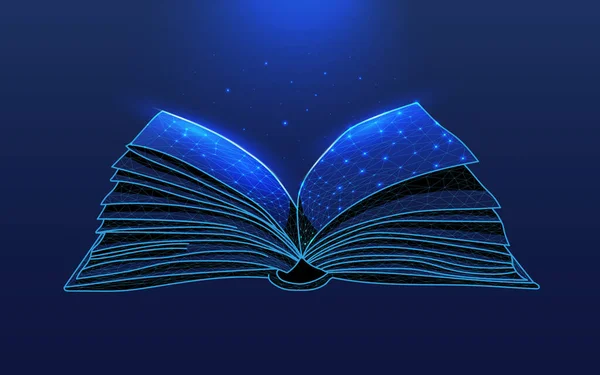 Otwarta Książka Edukacja Internetowa Powrót Szkoły Nauka Różnych Przedmiotów Czytanie — Wektor stockowy