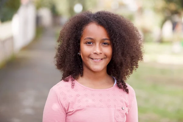 Smiling Cute African American Girl Posing Park — Stock Photo, Image