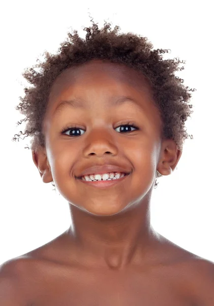 面白いと幸せの白い背景の分離されたアフリカの少年 — ストック写真