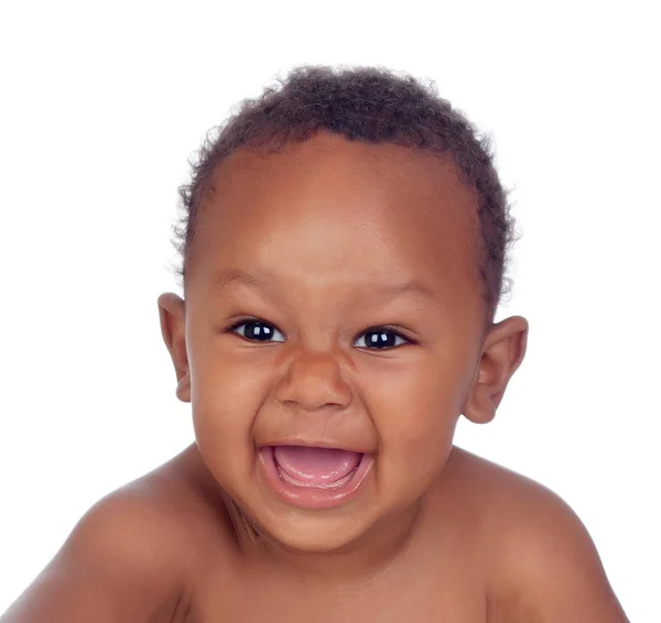 Lustig Und Glücklich Afrikanisches Baby Isoliert Auf Weißem Hintergrund — Stockfoto