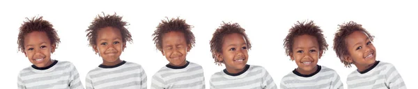 Αστεία Και Ευτυχισμένη Αφρικανική Μικρά Αγόρια Απομονώνονται Λευκό Φόντο — Φωτογραφία Αρχείου