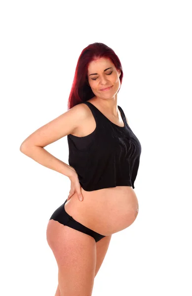 Jonge Zwangere Vrouw Geïsoleerd Witte Achtergrond — Stockfoto