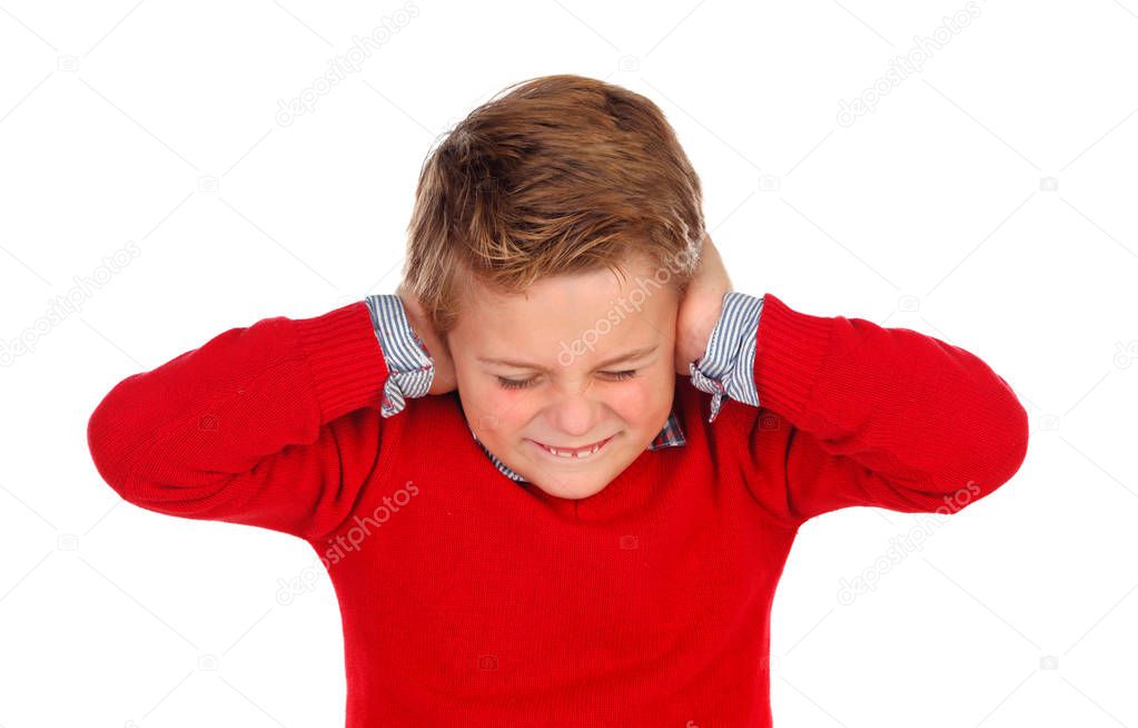 Blond child with red jersey