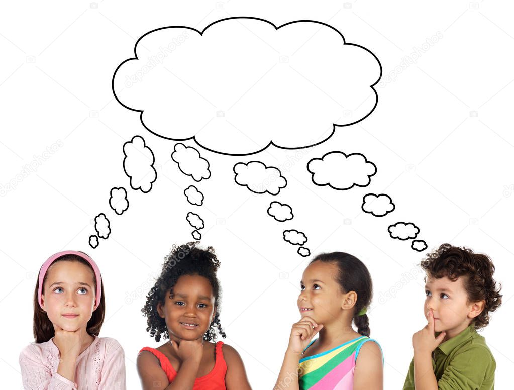 pensive children thinking