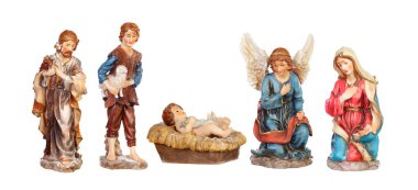 beyaz bir arka plan üzerinde izole Nativity Portal için rakamlar