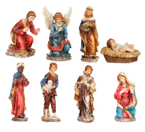 Beyaz arka plan üzerinde izole Nativity Portal için rakamlar