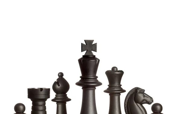 Set Black Chess Pieces Isolated White Background — Stock Photo, Image