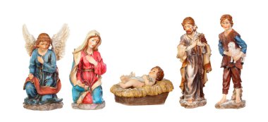 Beyaz arka plan üzerinde izole Nativity Portal için rakamlar