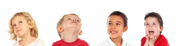 Muchos Niños Aislados Sobre Fondo Blanco —  Fotos de Stock