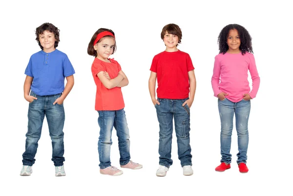 Veel Kinderen Geïsoleerd Een Witte Achtergrond — Stockfoto