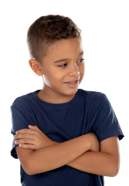 Hermoso Niño Latino Idolatrado Sobre Fondo Blanco — Foto de Stock