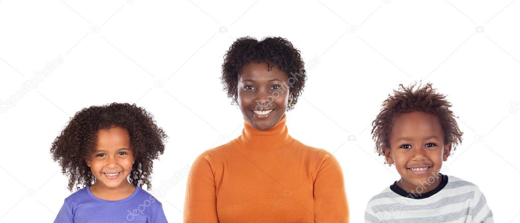 Happy single-parent family isolated on a white background