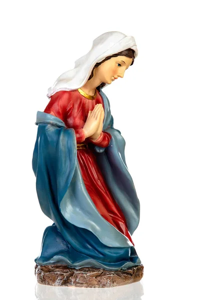 Figura Cerámica Virgen María Aislada Sobre Fondo Blanco — Foto de Stock