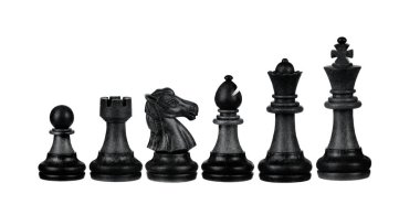 Beyaz arkaplanda izole satranç figürleri