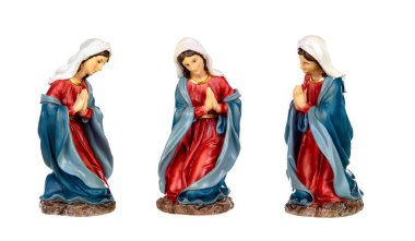 Ceramic figure of the virgin mary isolated on white background clipart