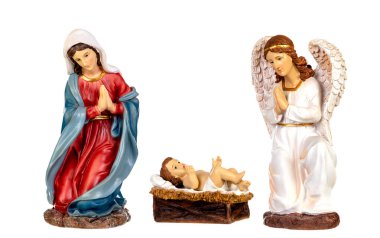 Beyaz bir arka plan üzerinde izole doğuş sahnesi