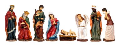 Beyaz bir arka plan üzerinde izole Nativity Portal için resmi rakamlar