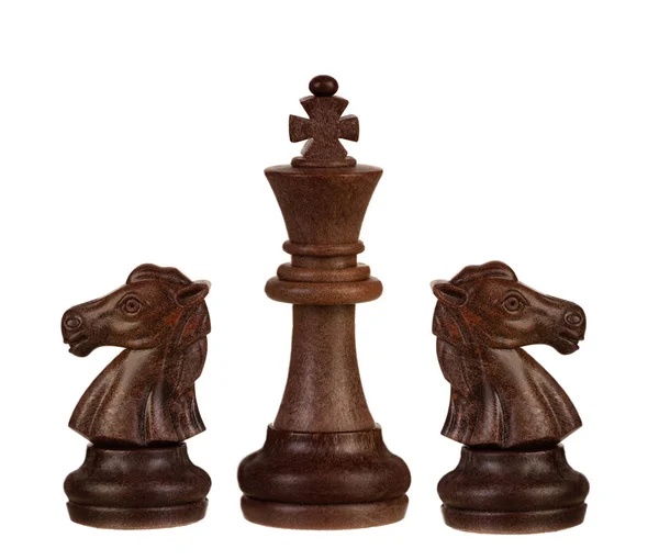 Brown Chess Pieces Isolated White Background — Stock Photo, Image