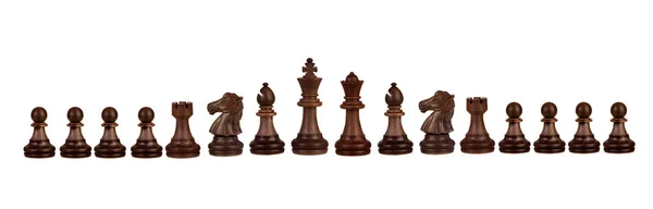 Houten Chess Cijfers Geïsoleerd Een Witte Achtergrond — Stockfoto