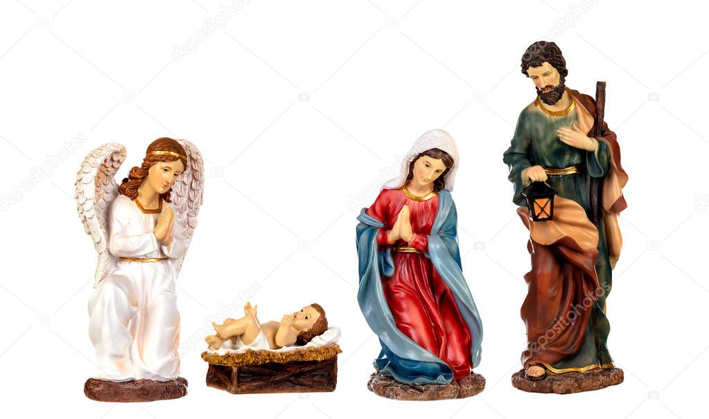 Scene of the nativity isolated on a white background