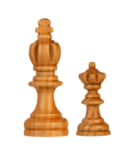 Деревянные Коричневые Шахматы Белом Фоне — стоковое фото