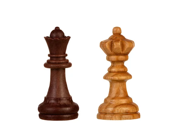 Wooden Brown Chess Pieces White Background — Stock Photo, Image