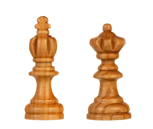 Wooden Brown Chess Pieces White Background — Stock Photo, Image