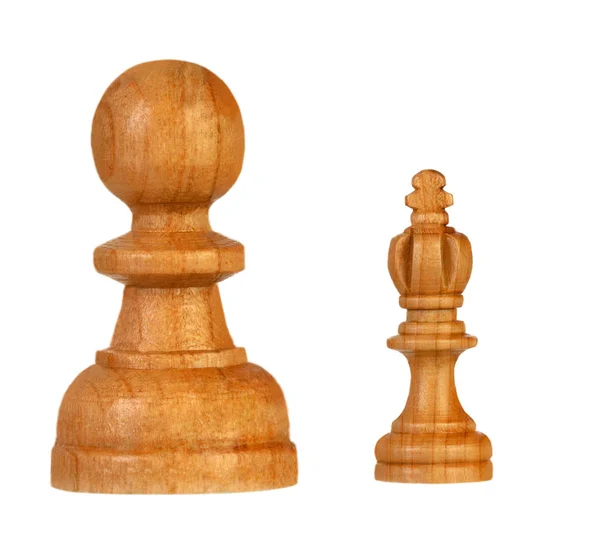 Wooden Pawns Team King Isolated White Background — Stock Photo, Image