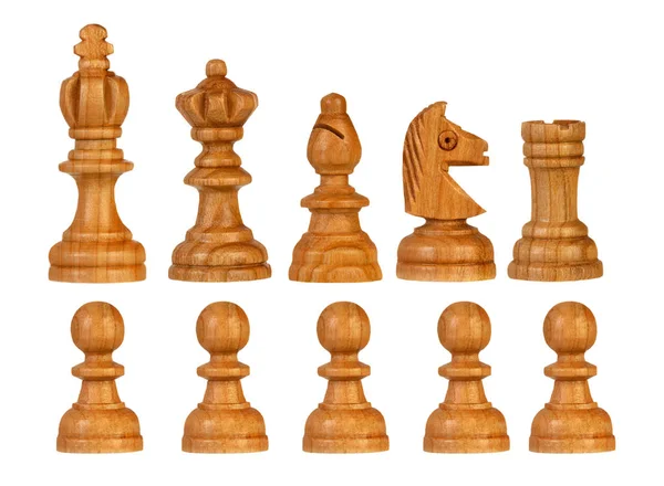 Σκακιστικές Φιγούρες Απομονωμένες Λευκό Φόντο — Φωτογραφία Αρχείου