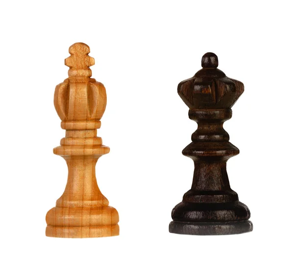 Wooden Brown Chess Pieces White Background — Stock Photo, Image