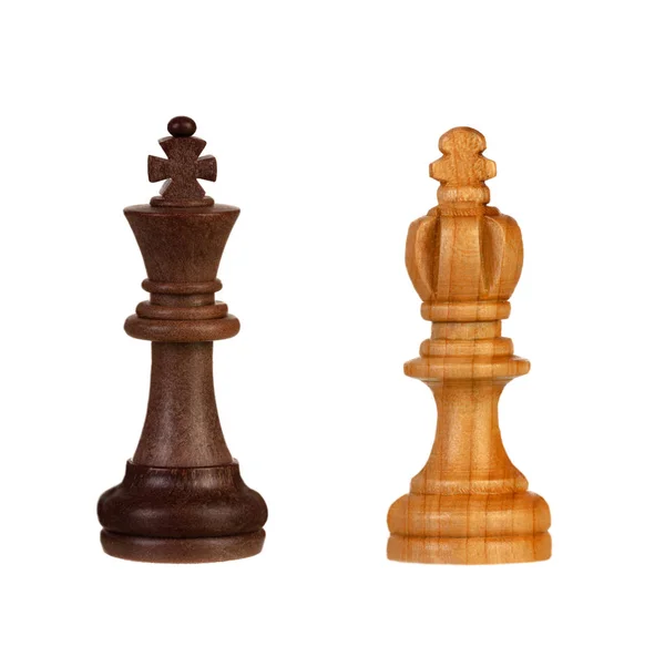Wooden Brown Chess Pieces White Background — Stock Photo, Image