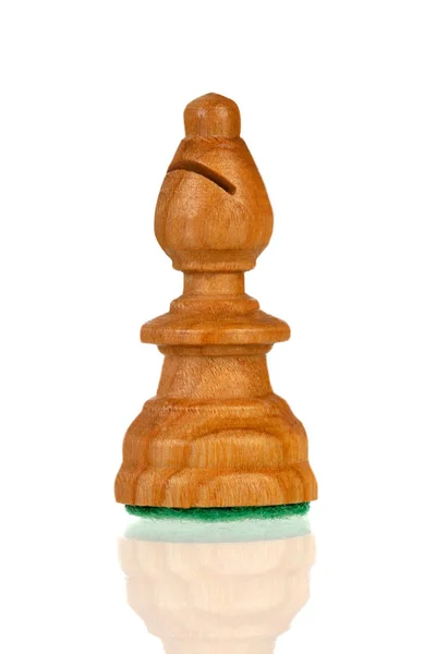 Hnědý Biskup Šachová Figurka Izolovaných Bílém Pozadí — Stock fotografie