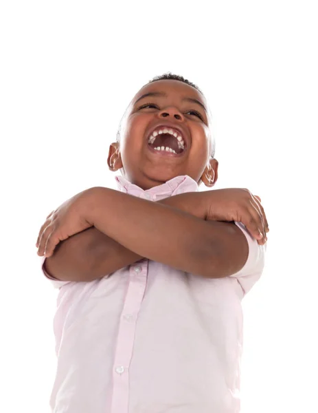 Gelukkig Latin Lachend Kind Geïsoleerd Een Witte Achtergrond — Stockfoto