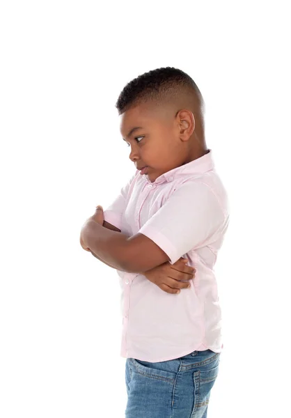 Enfant Latin Colère Isolé Sur Fond Blanc — Photo