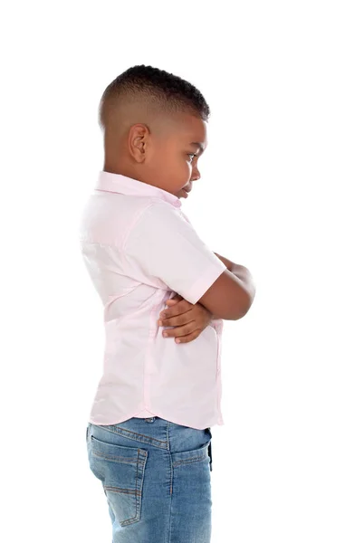 Dühös Latin Gyermek Izolált Fehér Alapon — Stock Fotó