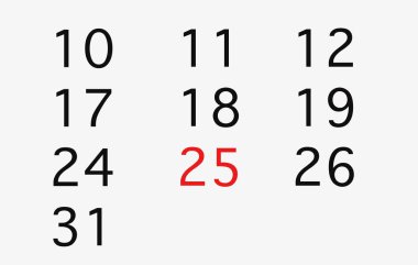 Bir takvimle 25 tatil günlerinde