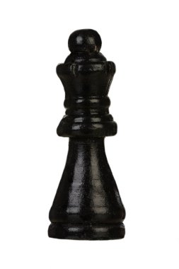 Siyah vezir, beyaz bir arka plan üzerinde izole satranç parça