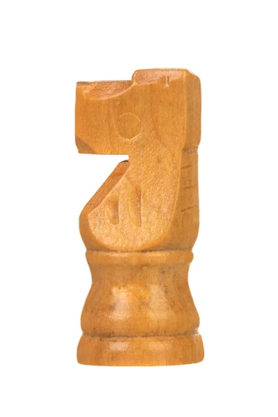 Dřevěné Šachy Hnědé Kus Izolované Bílém Pozadí — Stock fotografie