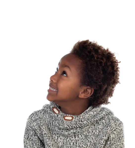 Gyönyörű Gyermek Gyapjú Jersey Elszigetelt Fehér Background — Stock Fotó