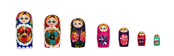 Russian Dolls Babushkas Matryoshkas Isolated White Background — Stock Photo, Image