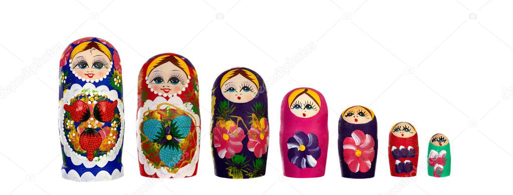 Russian Dolls Babushkas Matryoshkas isolated on a white background 