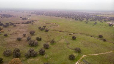 Extremadura coutryside güzel havadan görünümü