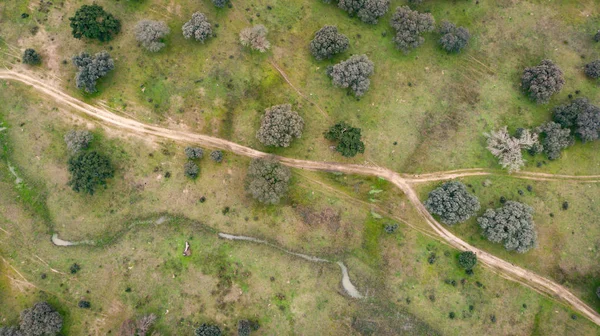 Mooie Luchtfoto Van Het Platteland Extremadura — Stockfoto