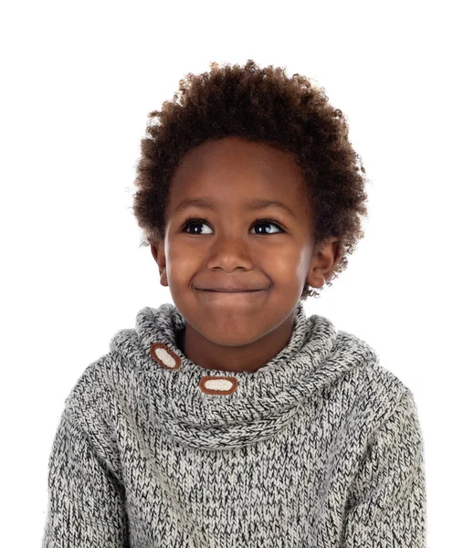 Смешное Выражение Маленького Африканского Ребенка Белом Фоне — стоковое фото