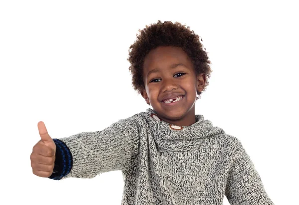 Afrikaanse Kind Zeggen Geïsoleerd Witte Achtergrond — Stockfoto